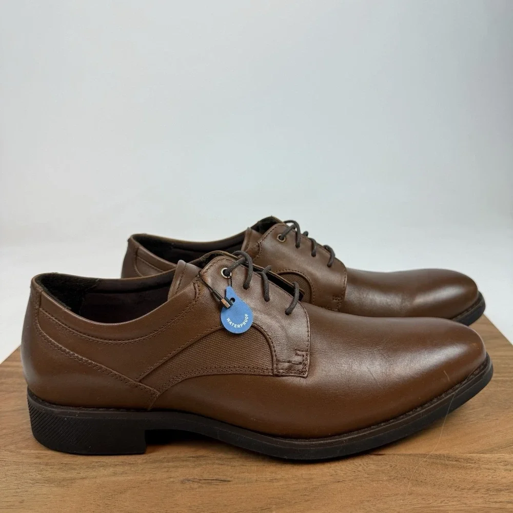 New Mens Johnston & Murphy Holcomb Waterproof Plain Toe Leather Oxfords Sz 10 D